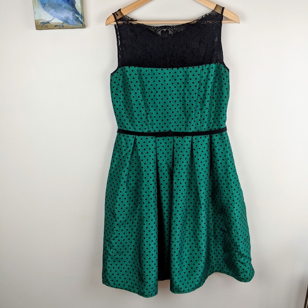 Green polka dot fit and flare dress - Picture 5 of 6